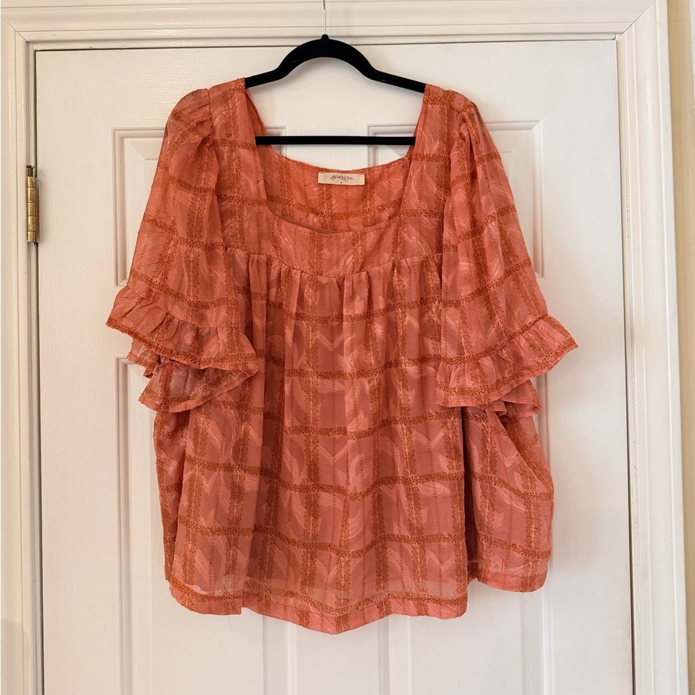 Arula Coral Ruffle Blouse